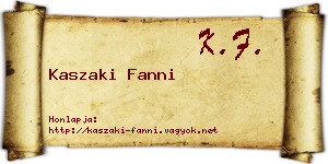 Kaszaki Fanni névjegykártya